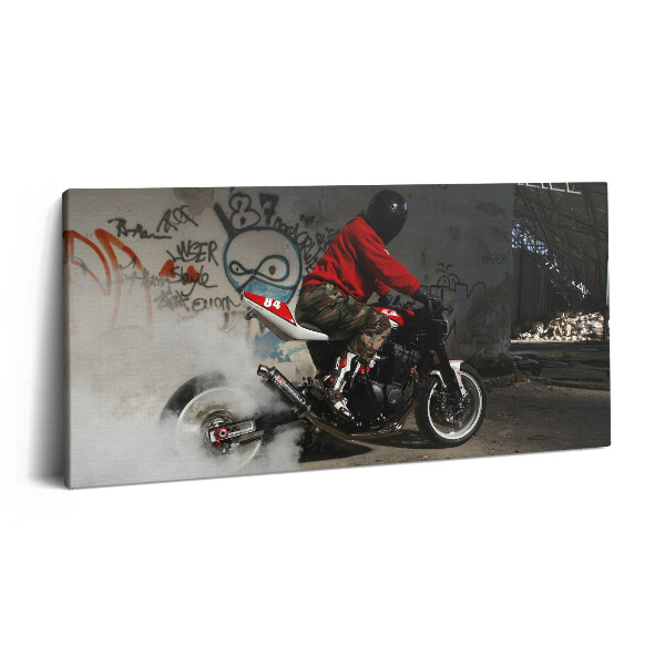 Vászonfotó 100x50 Motoros férfi és graffiti