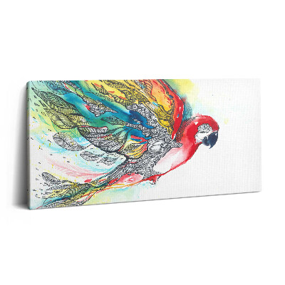 Vászonfotó 100x50 Akvarell színes papagáj repülés közben