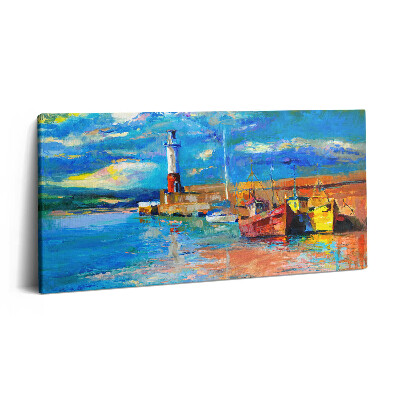 Vászonfotó 100x50 Világítótorony és hajók