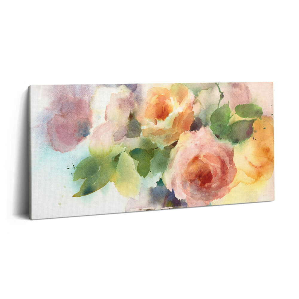 Vászonfotó 100x50 Akvarell rózsák vázában