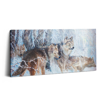 Vászonfotó 100x50 Farkasok rajza az erdőben