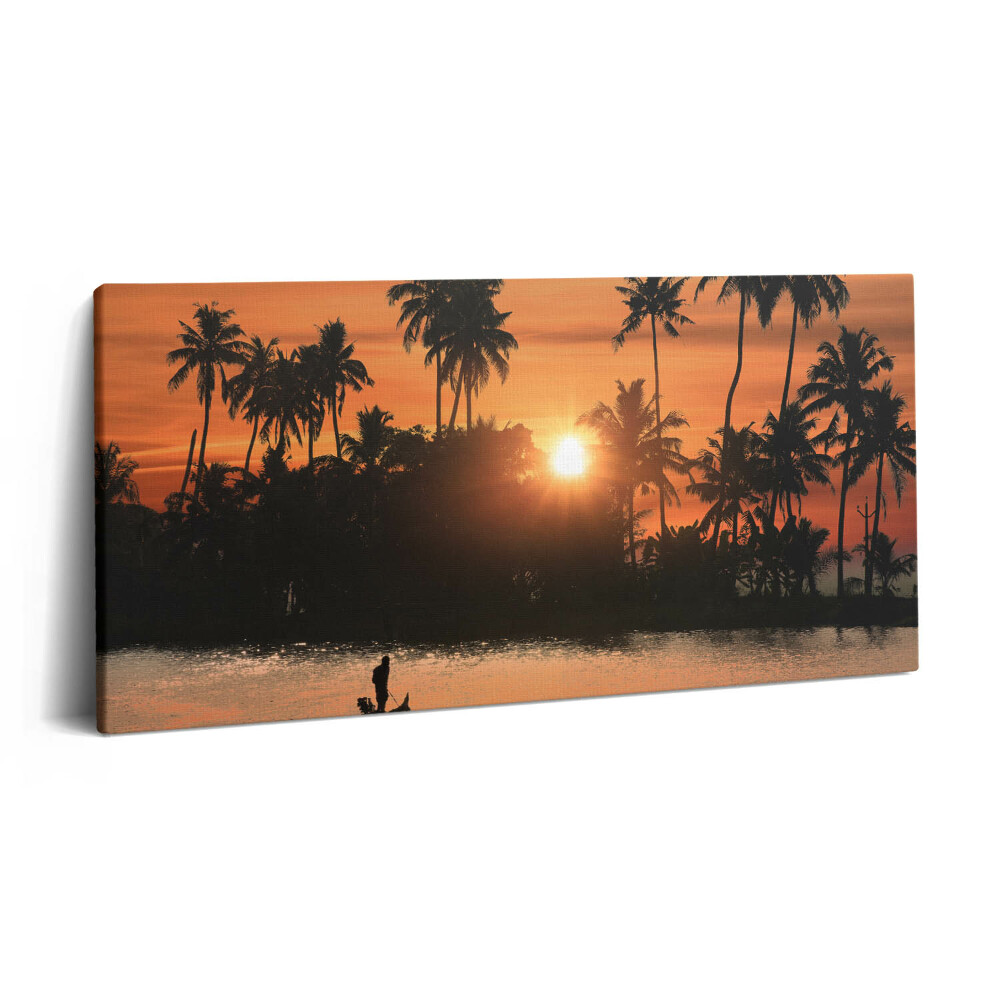 Vászonfotó 100x50 Naplemente és pálmafák nyaralás közben