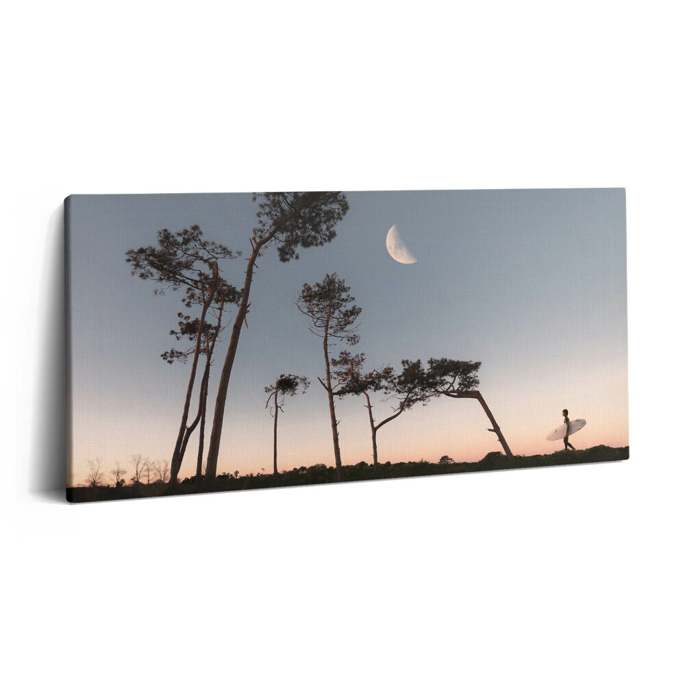 Vászonfotó 100x50 Félhold és fák