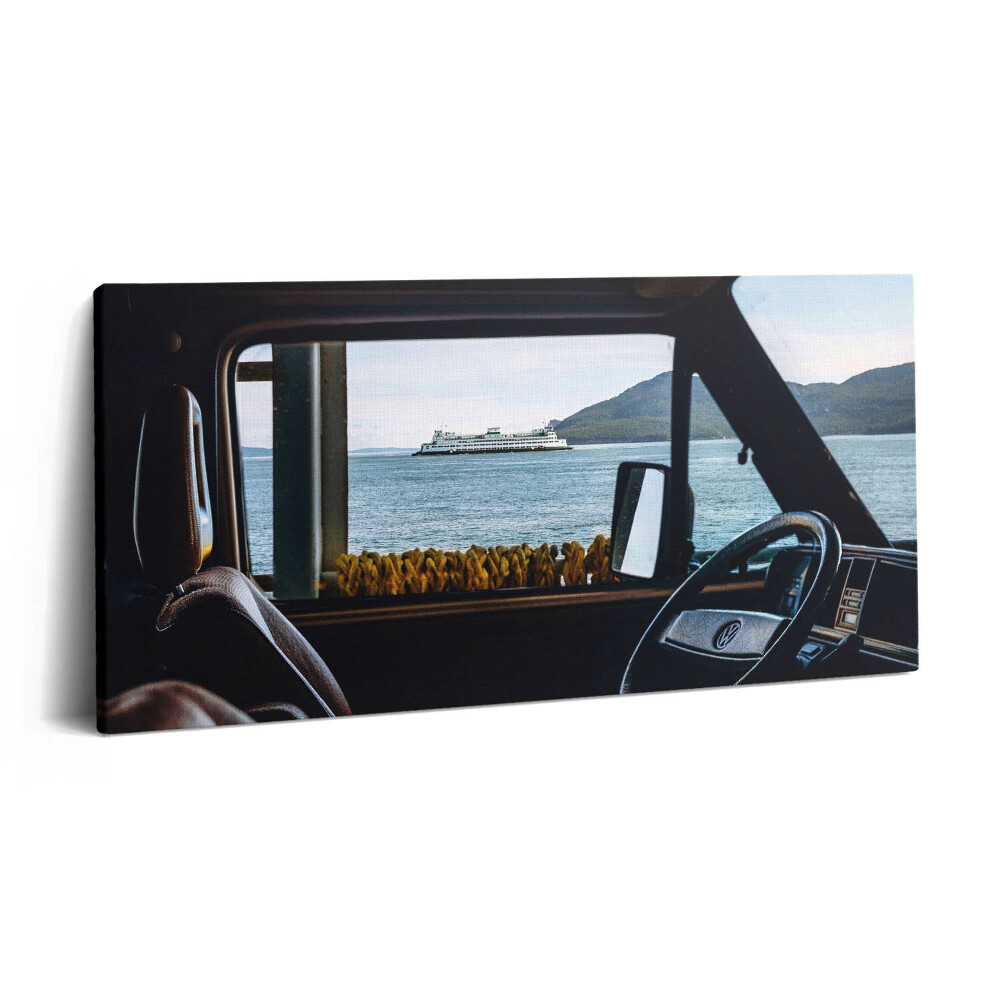 Vászonfotó 100x50 Nyaralás autóval és vízparton