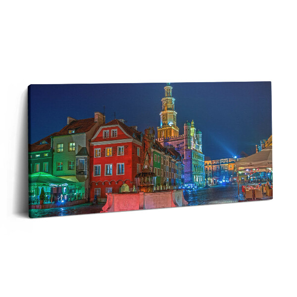 Vászonfotó 100x50 Poznan város tere éjszaka