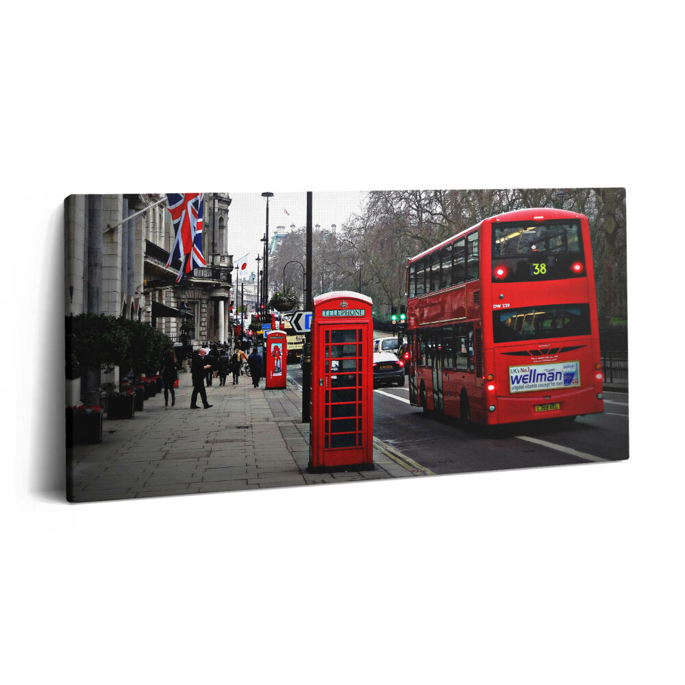 Vászonfotó 100x50 Angol busz és telefonfülke