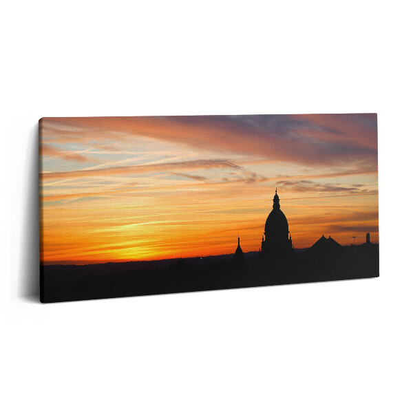 Vászonfotó 100x50 Épület naplementében