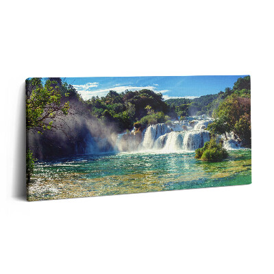 Vászonfotó 100x50 Erdei táj és vízesés