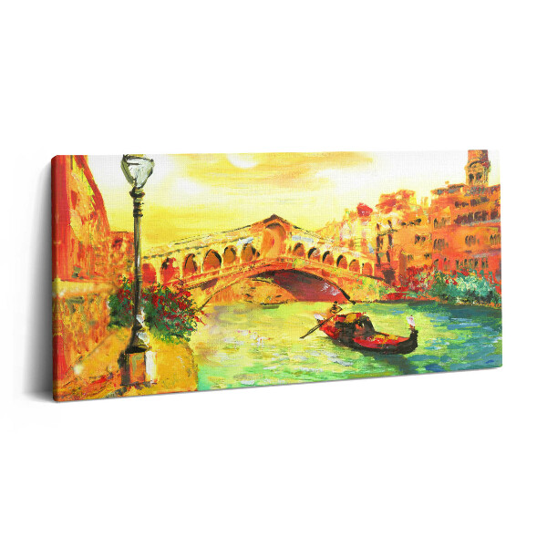 Vászonkép nyomtatás 120x60 Velence - a gondola és a Rialto-híd