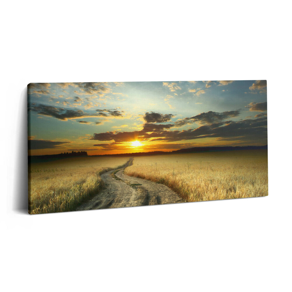 Vászonkép nyomtatás 120x60 Földút és naplemente