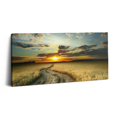 Vászonkép nyomtatás 120x60 Földút és naplemente
