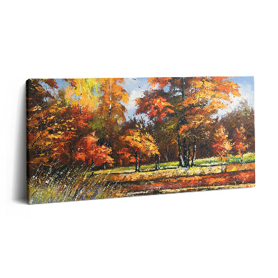 Vászonkép nyomtatás 120x60 Festett ősz és folyó