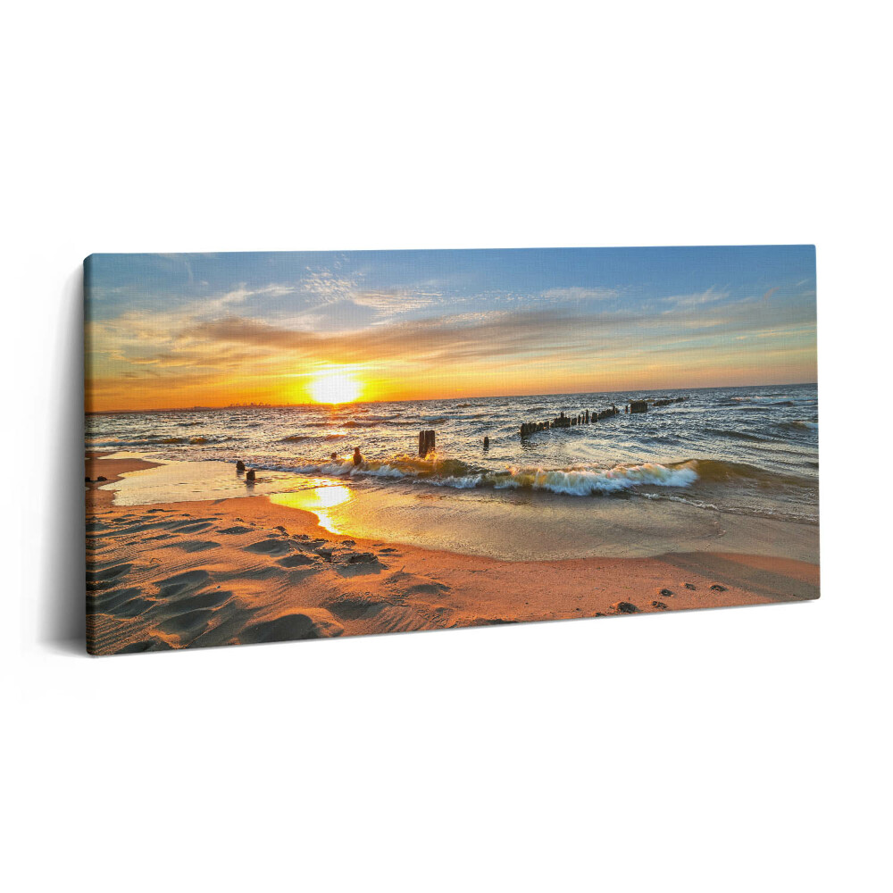 Vászonkép nyomtatás 120x60 Napfelkelte a tengerparton