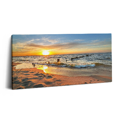 Vászonkép nyomtatás 120x60 Napfelkelte a tengerparton