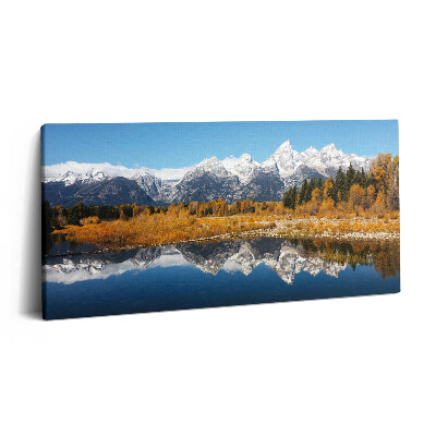 Vászonkép nyomtatás 120x60 Hegyi tó és őszi fák