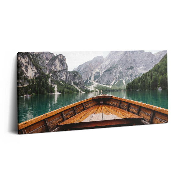 Vászonkép nyomtatás 120x60 Csónak egy hegyi tavon