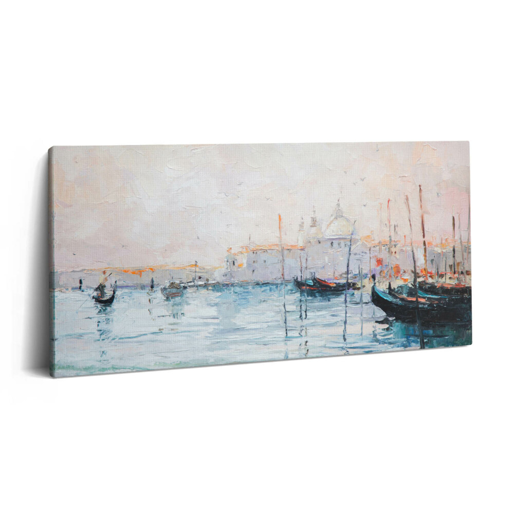Vászonkép nyomtatás 120x60 Velencei gondolák olajfestmény