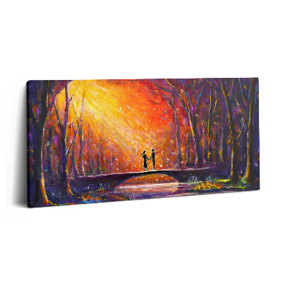 Vászonkép nyomtatás 120x60 Szerelmes pár akvarellel festve