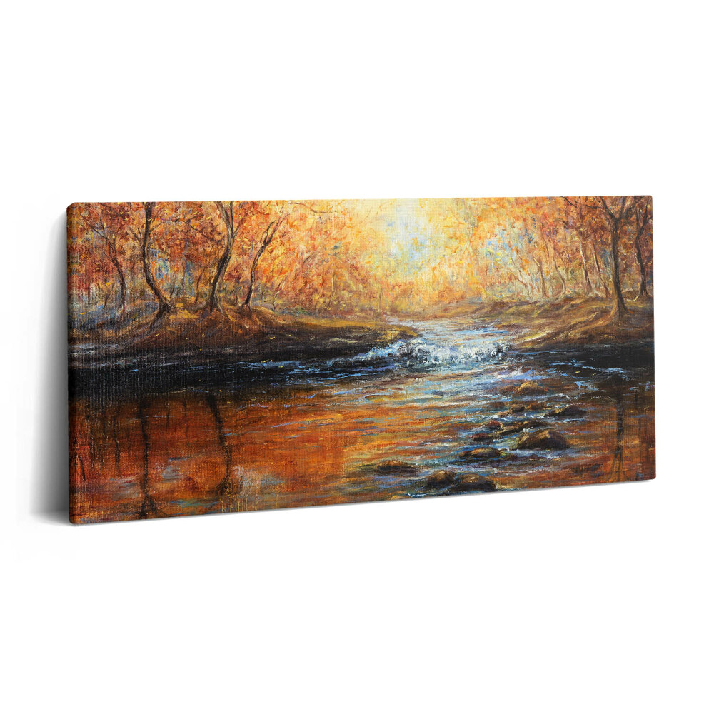 Vászonkép nyomtatás 120x60 Festékkel festett őszi erdő