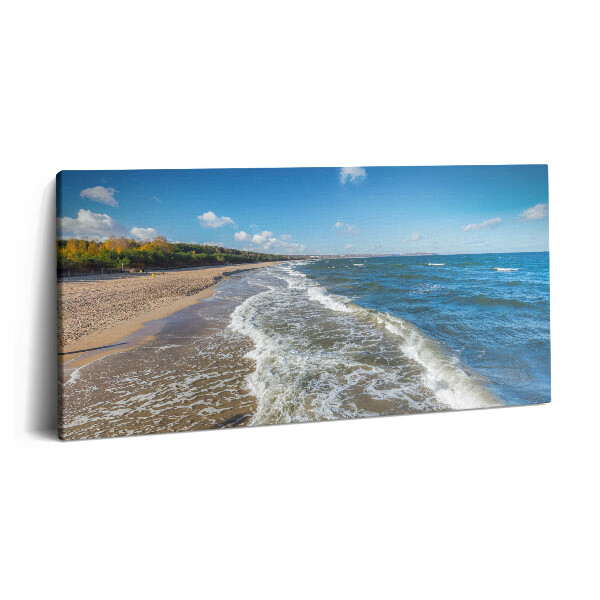Vászonkép nyomtatás 120x60 Tengerpart és hullámok