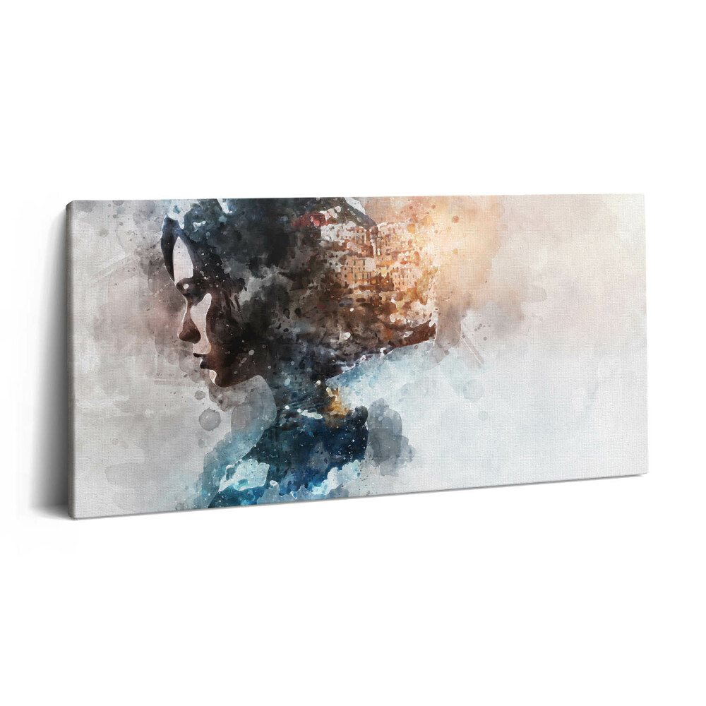 Vászonkép nyomtatás 120x60 Absztrakt festett női portré