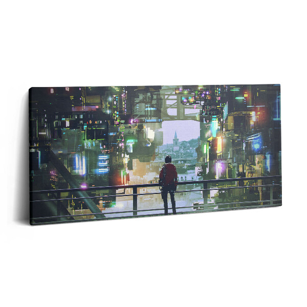 Vászonkép nyomtatás 120x60 Cyberpunk város