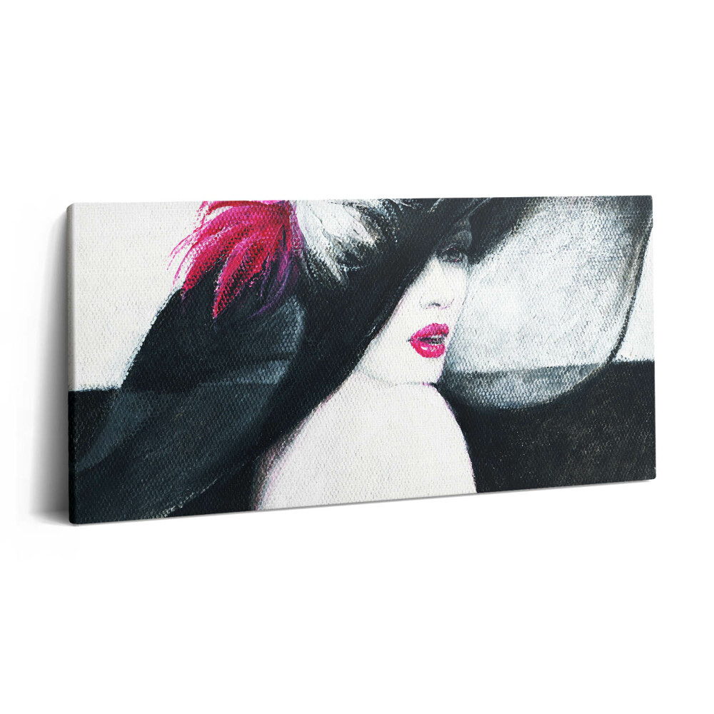 Vászonkép nyomtatás 120x60 Egy kalapos nő portréja