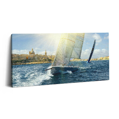 Vászonkép nyomtatás 120x60 Úszó jachtok