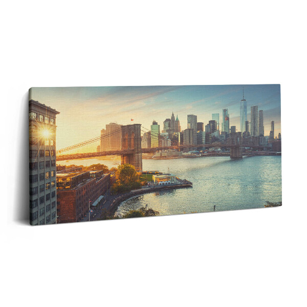 Vászonkép nyomtatás 120x60 Brooklyn híd Manhattanben New York