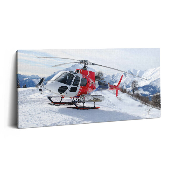 Vászonkép nyomtatás 120x60 Helikopter egy havas hegyen