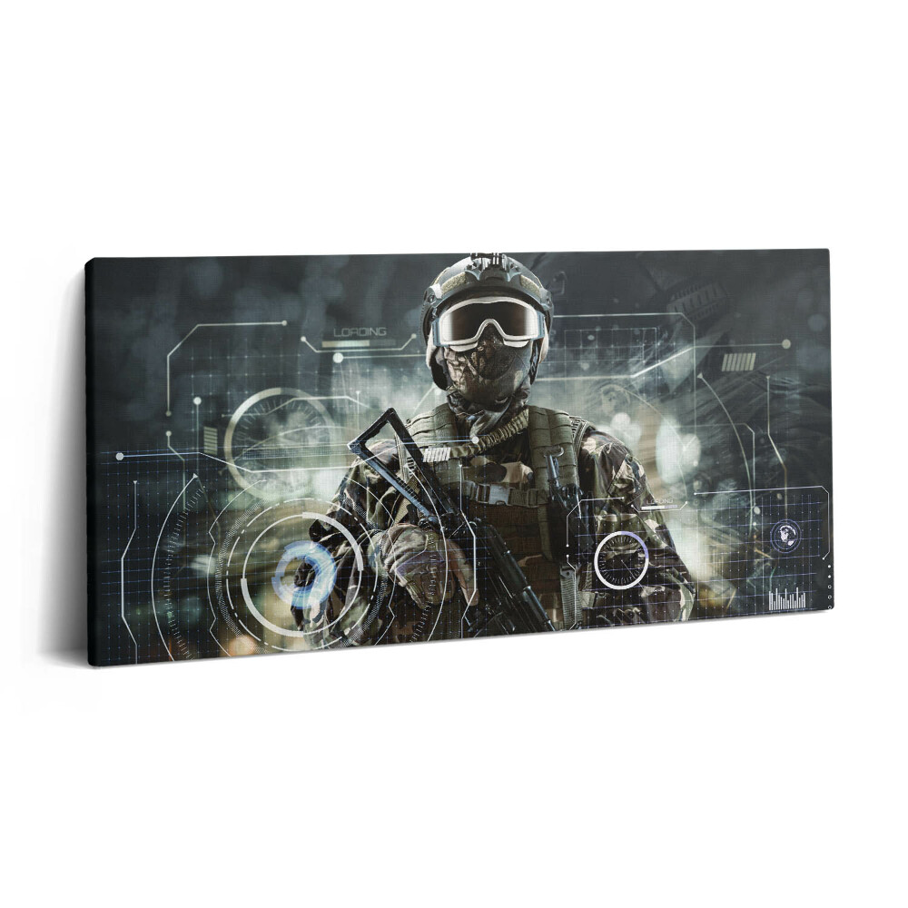 Vászonkép nyomtatás 120x60 A különleges erők katonája fegyverrel
