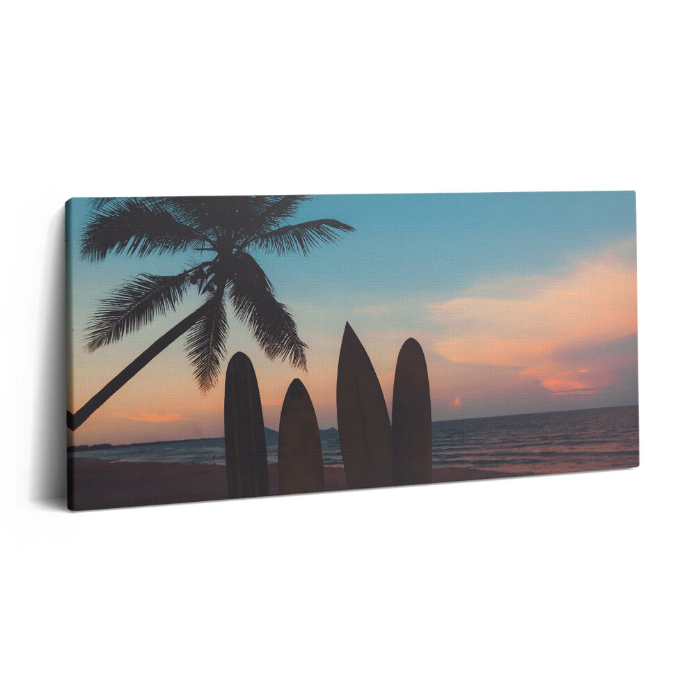 Vászonkép nyomtatás 120x60 Szörfözés egy trópusi strandon