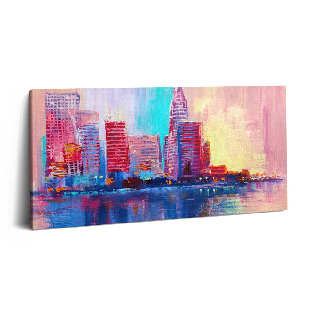 Vászonkép nyomtatás 120x60 Városi felhőkarcolók absztrakciója