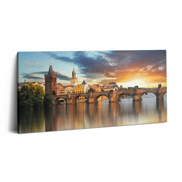 Vászonkép nyomtatás 120x60 Panoráma a városról és a hídról