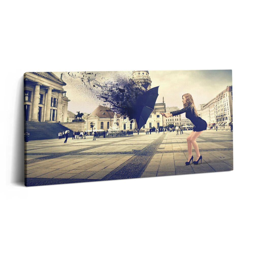 Vászonkép nyomtatás 120x60 Nő esernyővel