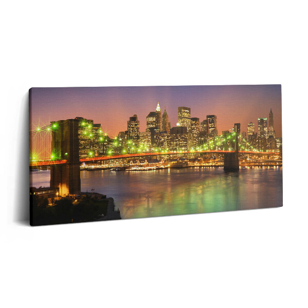Vászonkép nyomtatás 120x60 Brooklyn híd éjszaka