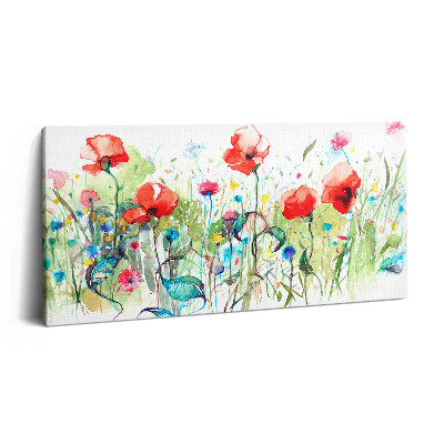 Vászonkép nyomtatás 120x60 Pipacsok egy réten