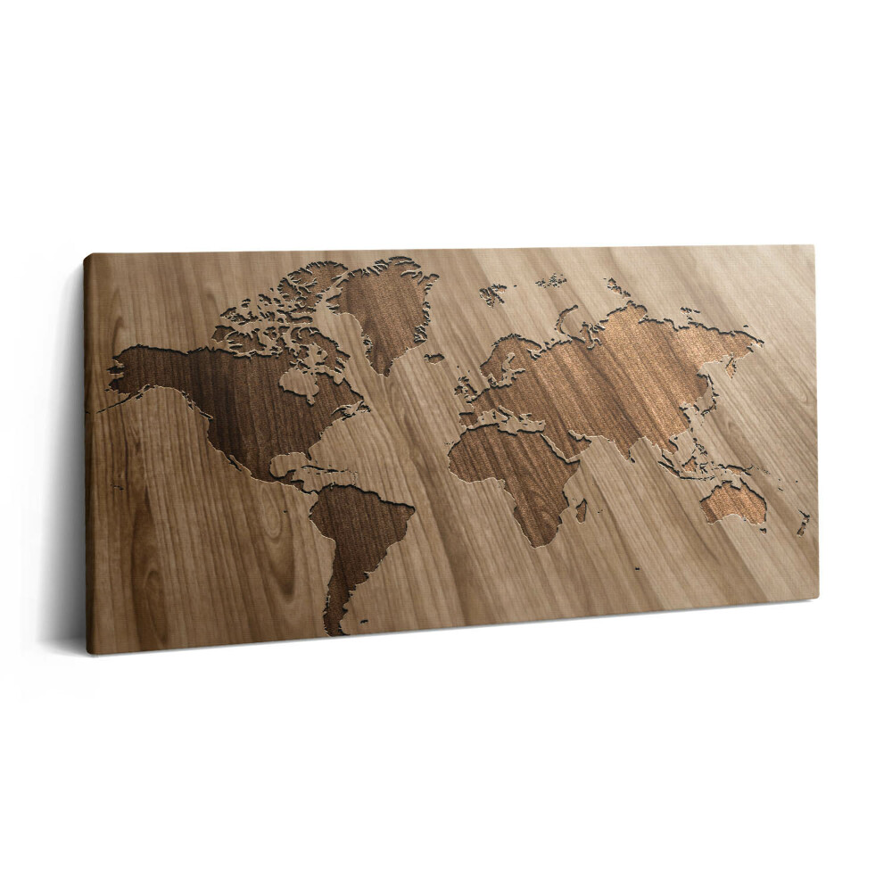 Vászonkép nyomtatás 120x60 Világtérkép fán