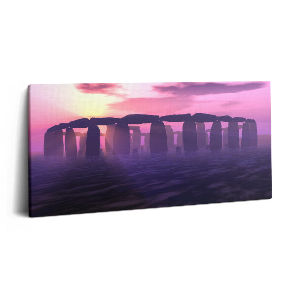 Vászonkép nyomtatás 120x60 Naplemente a Stonehenge-nél