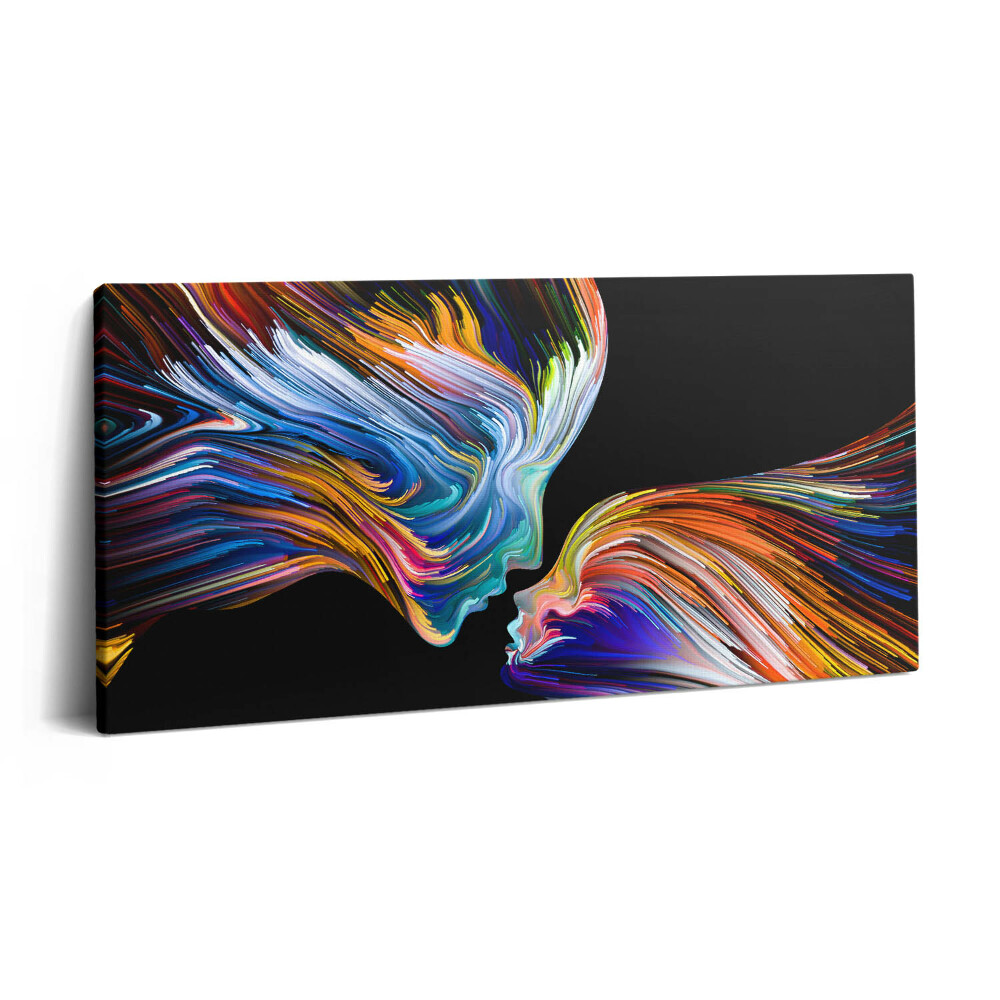 Vászonkép nyomtatás 120x60 Színes absztrakt emberi arcok