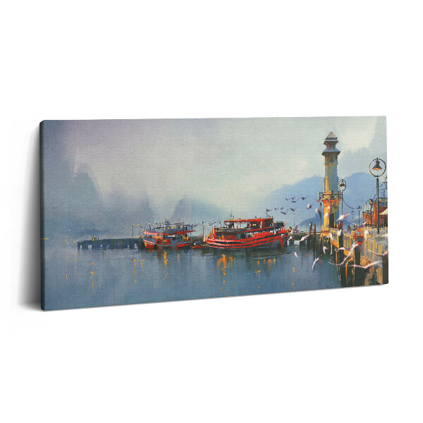 Vászonkép nyomtatás 120x60 Halászhajó a kikötőben