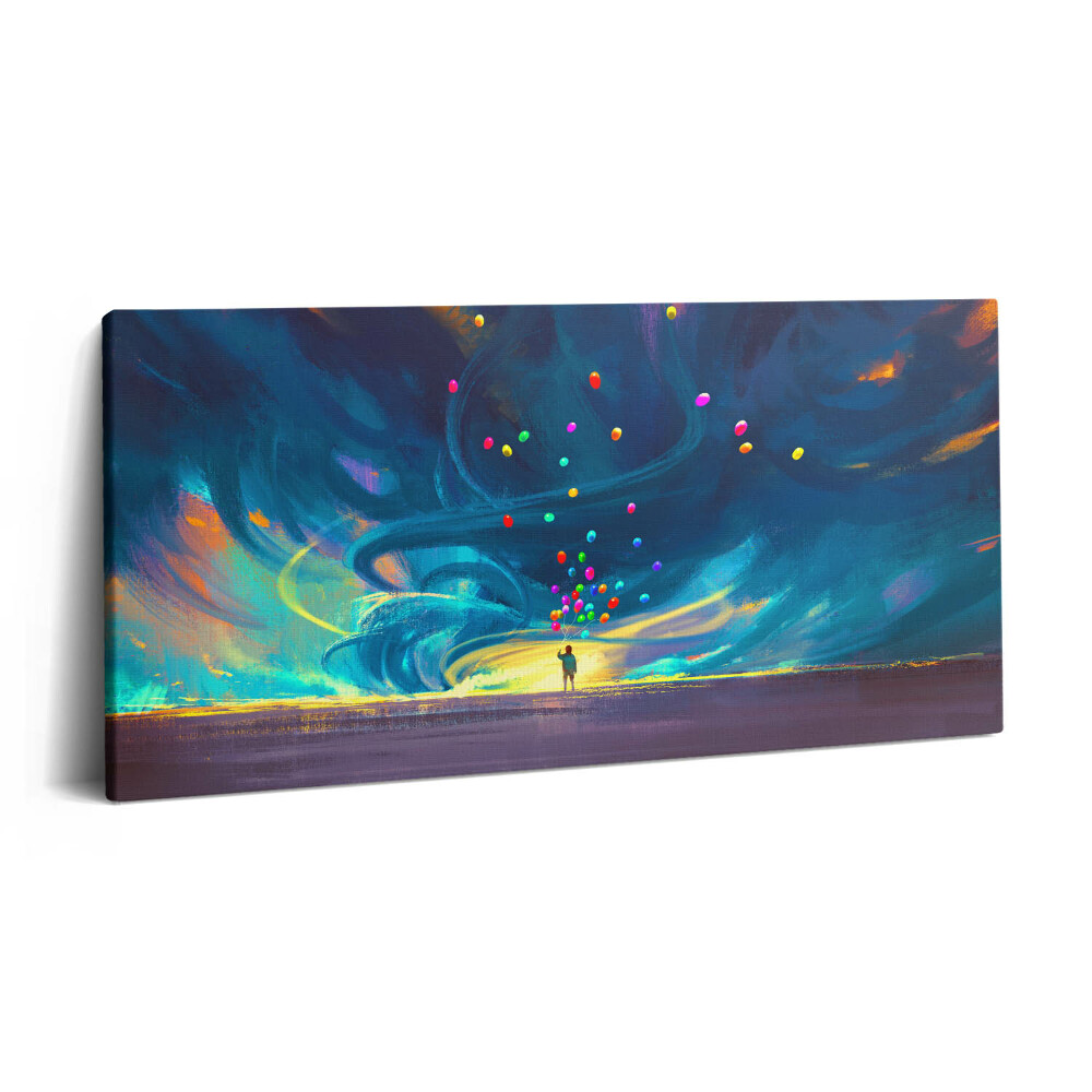 Vászonkép nyomtatás 120x60 Gyermek és léggömbök