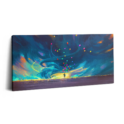 Vászonkép nyomtatás 120x60 Gyermek és léggömbök