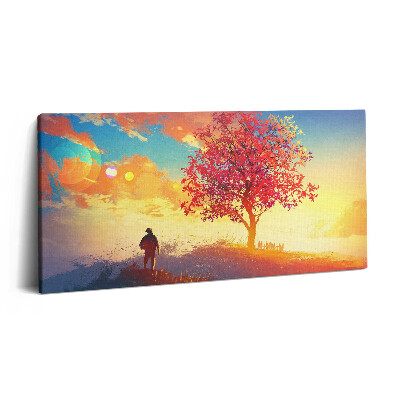 Vászonkép nyomtatás 120x60 Romantikus táj egy férfi