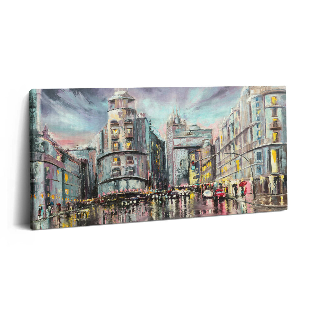 Vászonkép nyomtatás 120x60 Esős város - séta az esőben