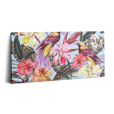 Vászonkép nyomtatás 120x60 Madarak ábrázolása egy ágon