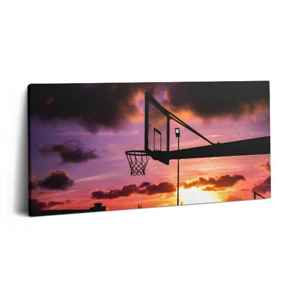 Vászonkép nyomtatás 120x60 Kosárlabda és naplemente