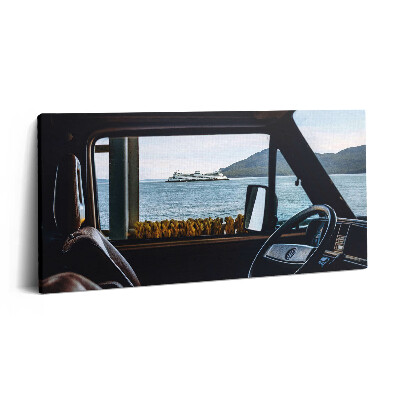 Vászonkép nyomtatás 120x60 Nyaralás autóval és vízparton