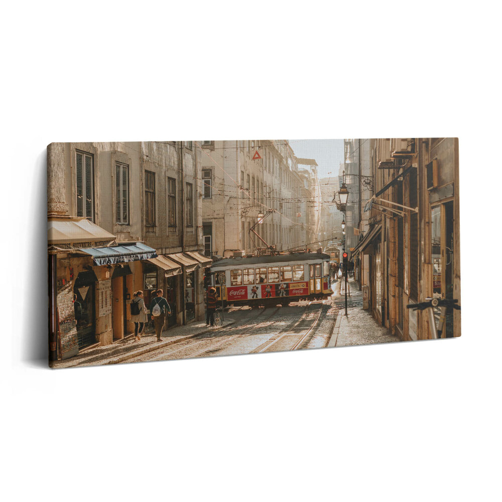 Vászonkép nyomtatás 120x60 Lisszabon és egy villamos látképe