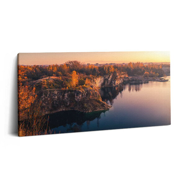 Vászonkép nyomtatás 120x60 A krakkói Zakrzówek-tó ősszel